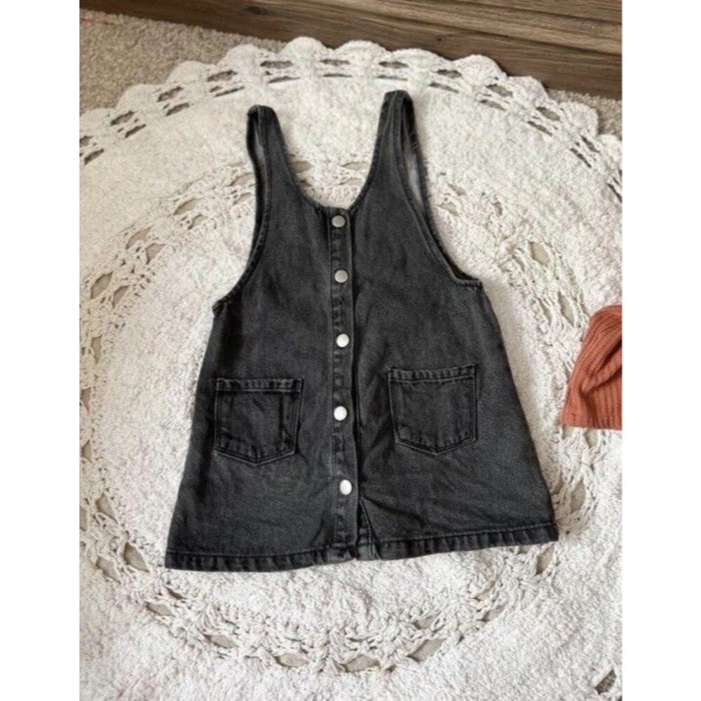 ZARA Black denim Overall  dress Girls size 3-4 Toddler